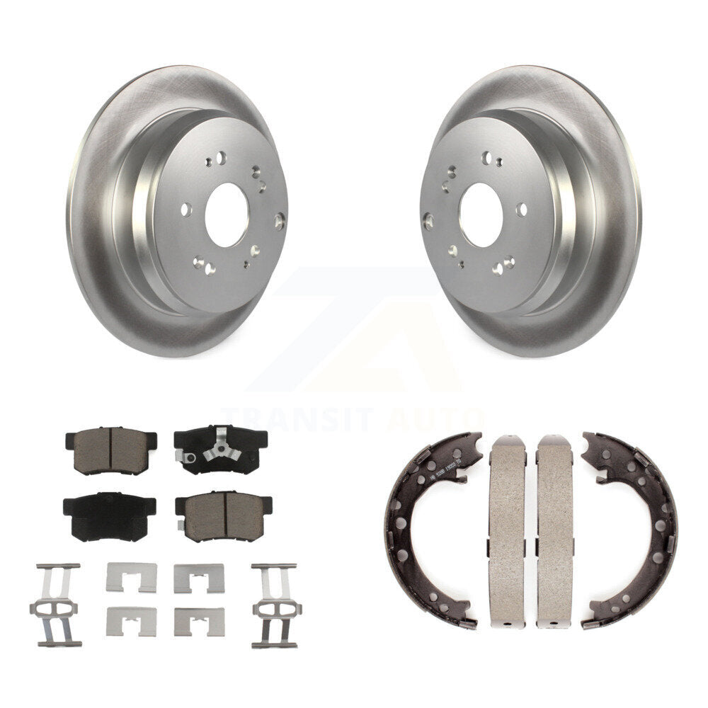 Rear Disc Coated Rotors Ceramic Pads And Parking Brake Shoes Kit For Honda CR-V Acura RDX KGC-103235
