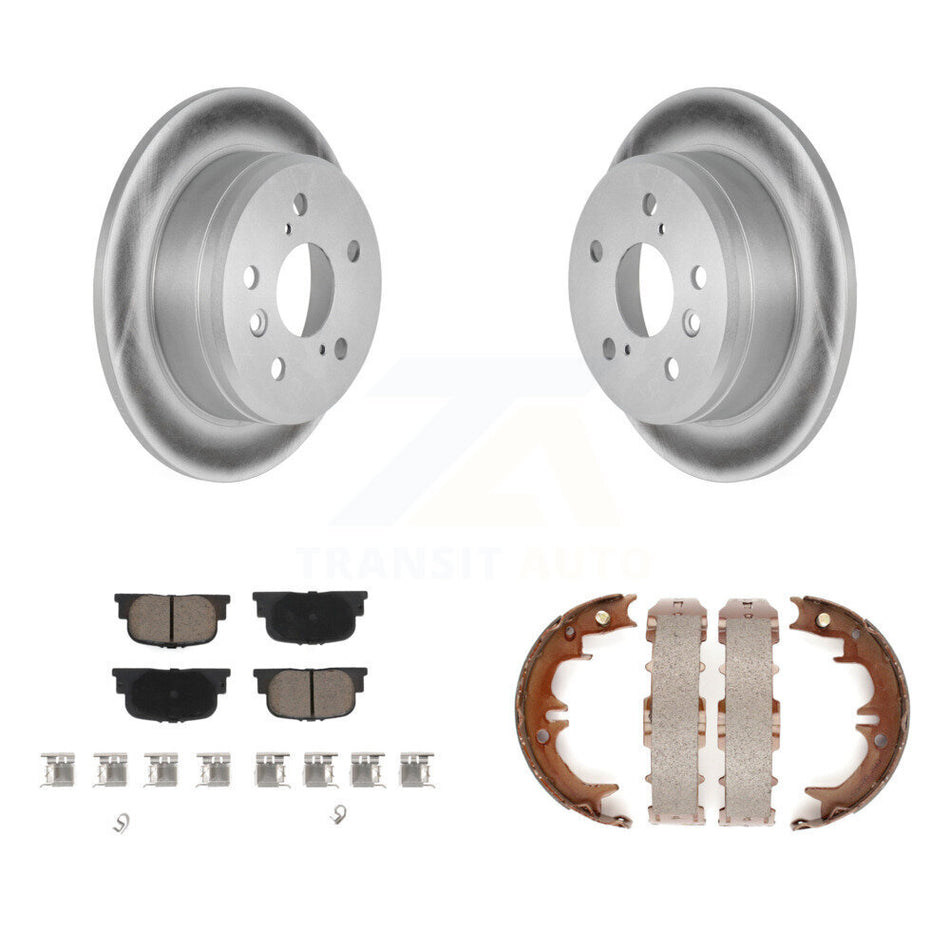 Rear Disc Coated Rotors Ceramic Pads Parking Brake Shoes Kit For Toyota Camry Lexus ES300 KGC-103242