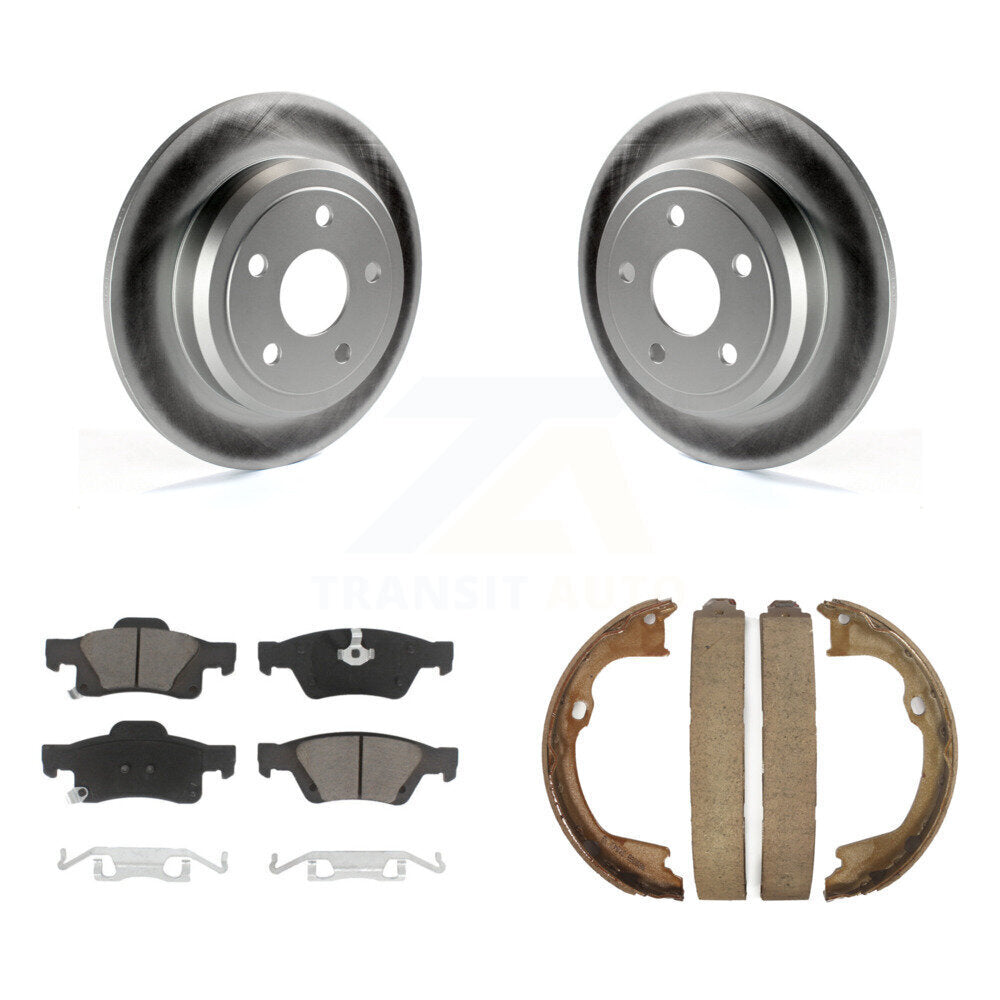 Rear Disc Coated Rotors Ceramic Pads Parking Brake Shoes Kit For Dodge Durango Jeep Grand KGC-103246