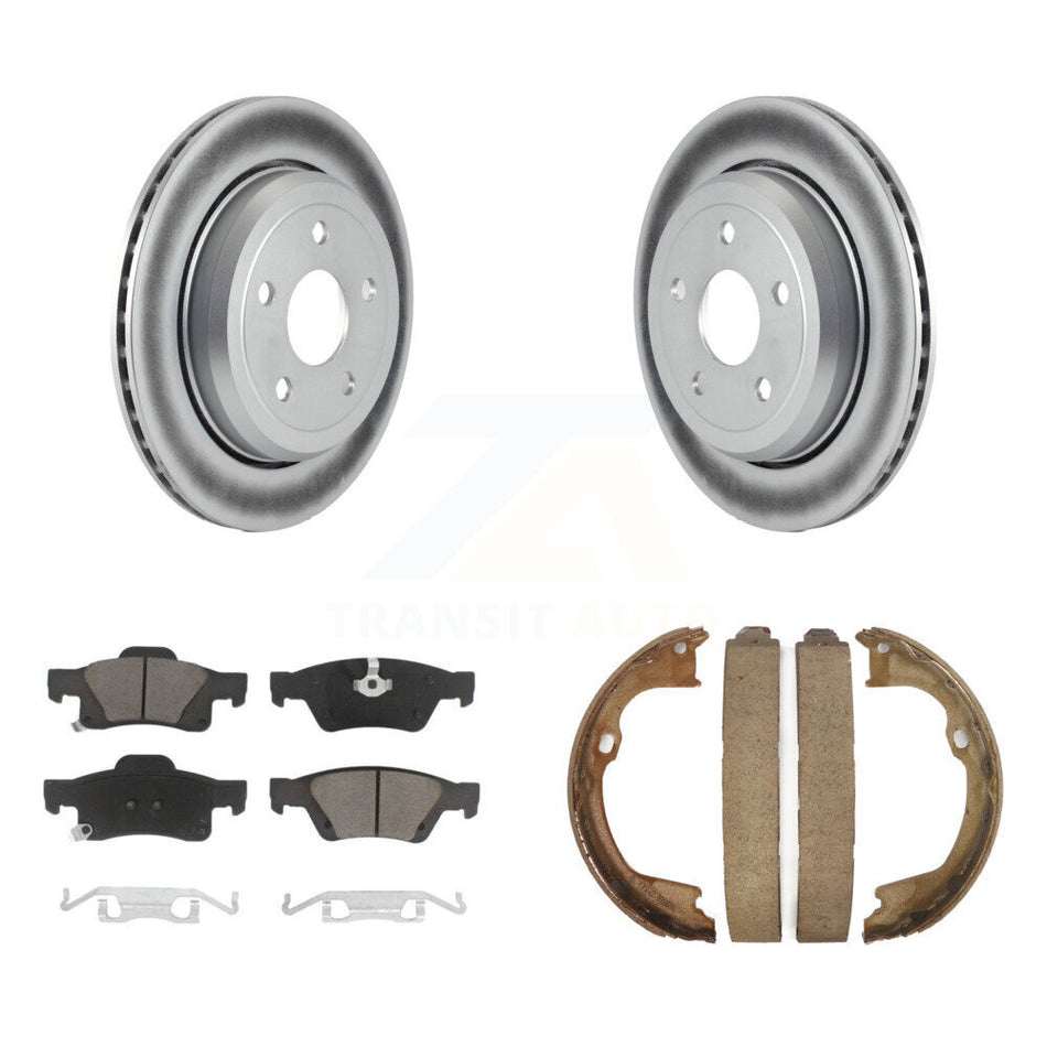 Rear Disc Coated Rotors Ceramic Pads & Parking Shoes Kit For Jeep Grand Cherokee Dodge WK KGC-103247