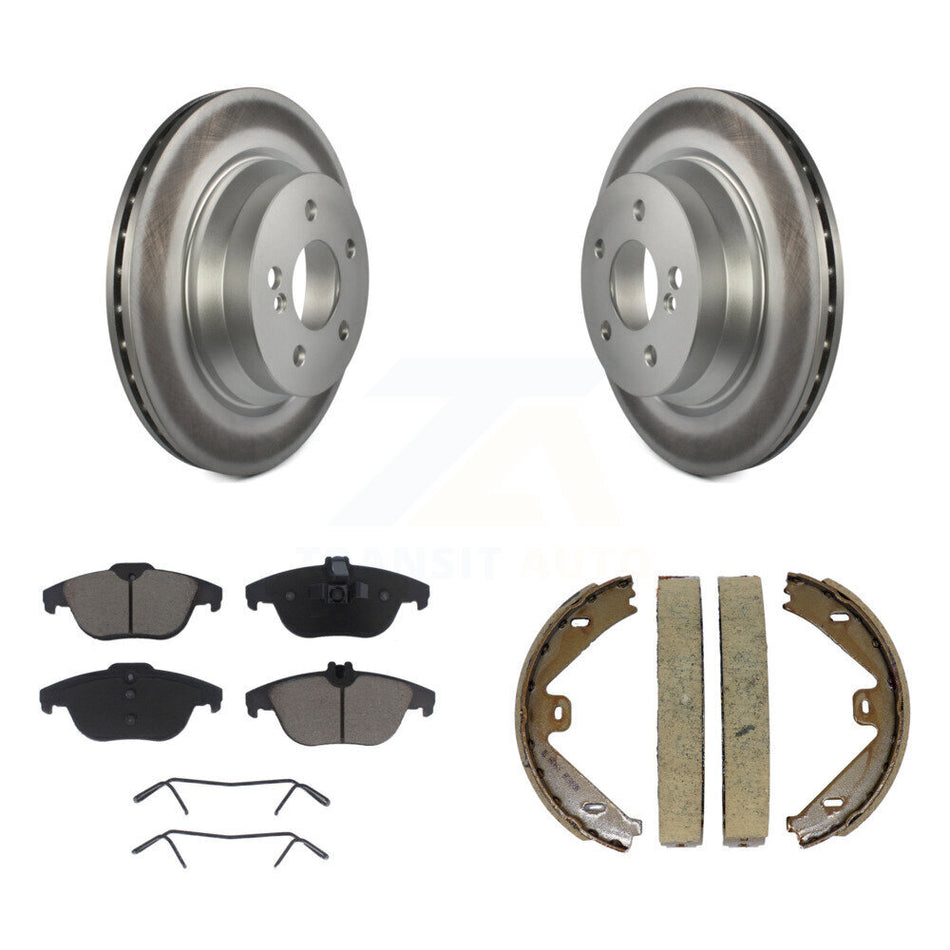Rear Disc Coated Rotors Ceramic Pads & Parking Shoes Kit For Mercedes-Benz GLK350 GLK250 KGC-103252