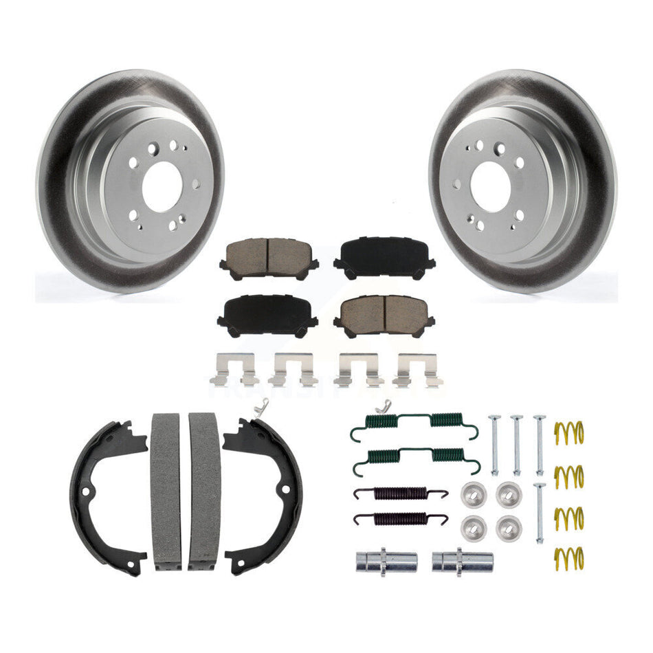 Rear Disc Coated Rotors Ceramic Pads Parking Shoes Hardware Kit For Honda Pilot Ridgeline KGC-103259