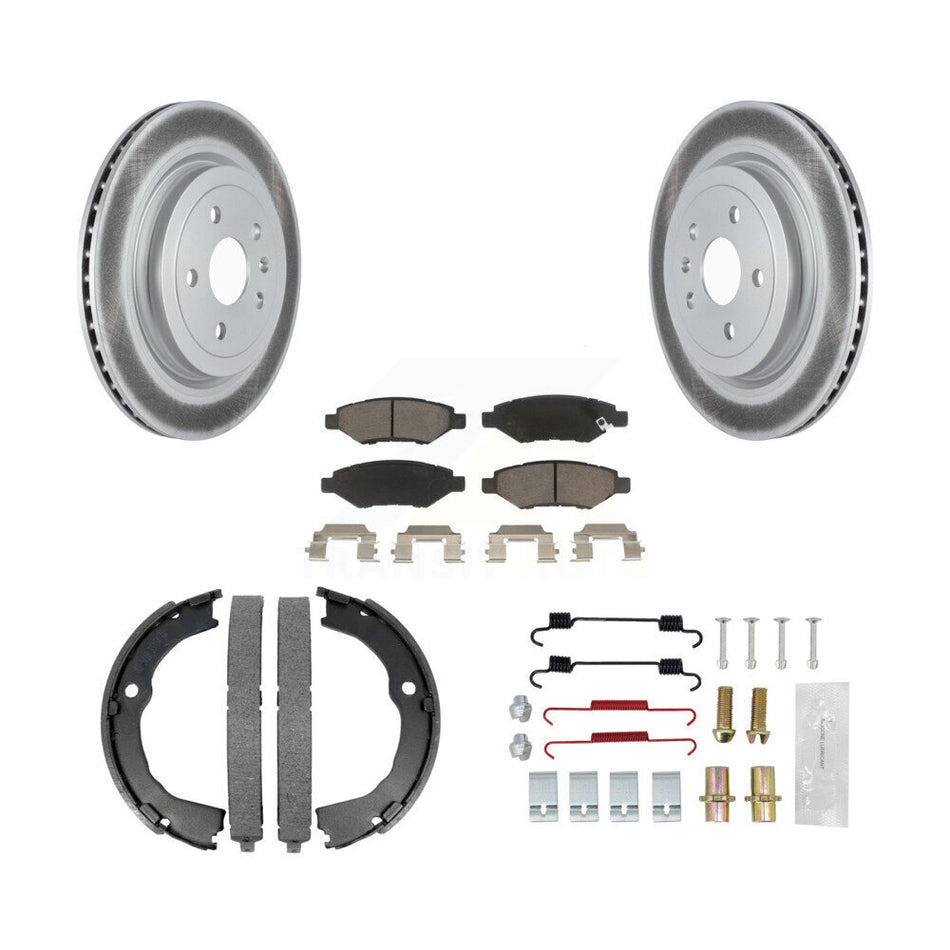 Rear Disc Coated Rotors Ceramic Pads Parking Brake Shoes & Hardware Kit For Cadillac CTS KGC-103262