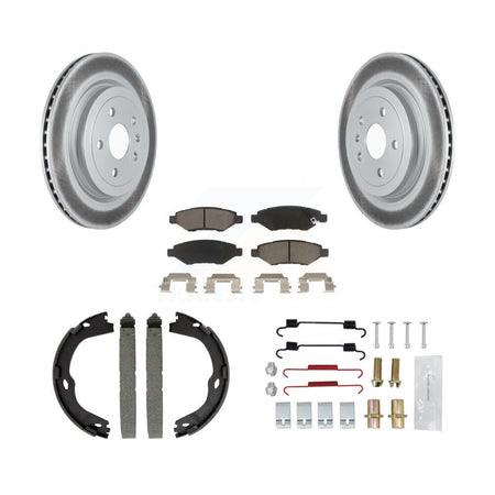 Rear Disc Coated Rotors Ceramic Pads Parking Brake Shoes & Hardware Kit For Cadillac CTS KGC-103263