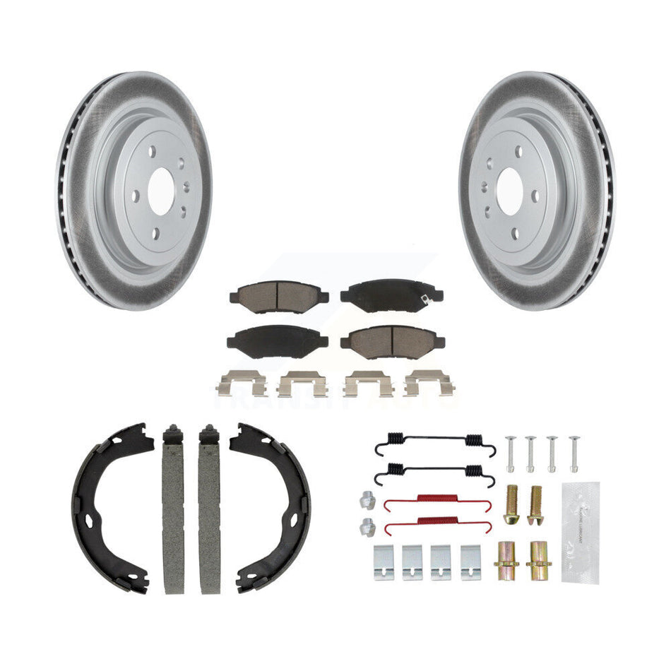 Rear Disc Coated Rotors Ceramic Pads Parking Brake Shoes & Hardware Kit For Cadillac CTS KGC-103263