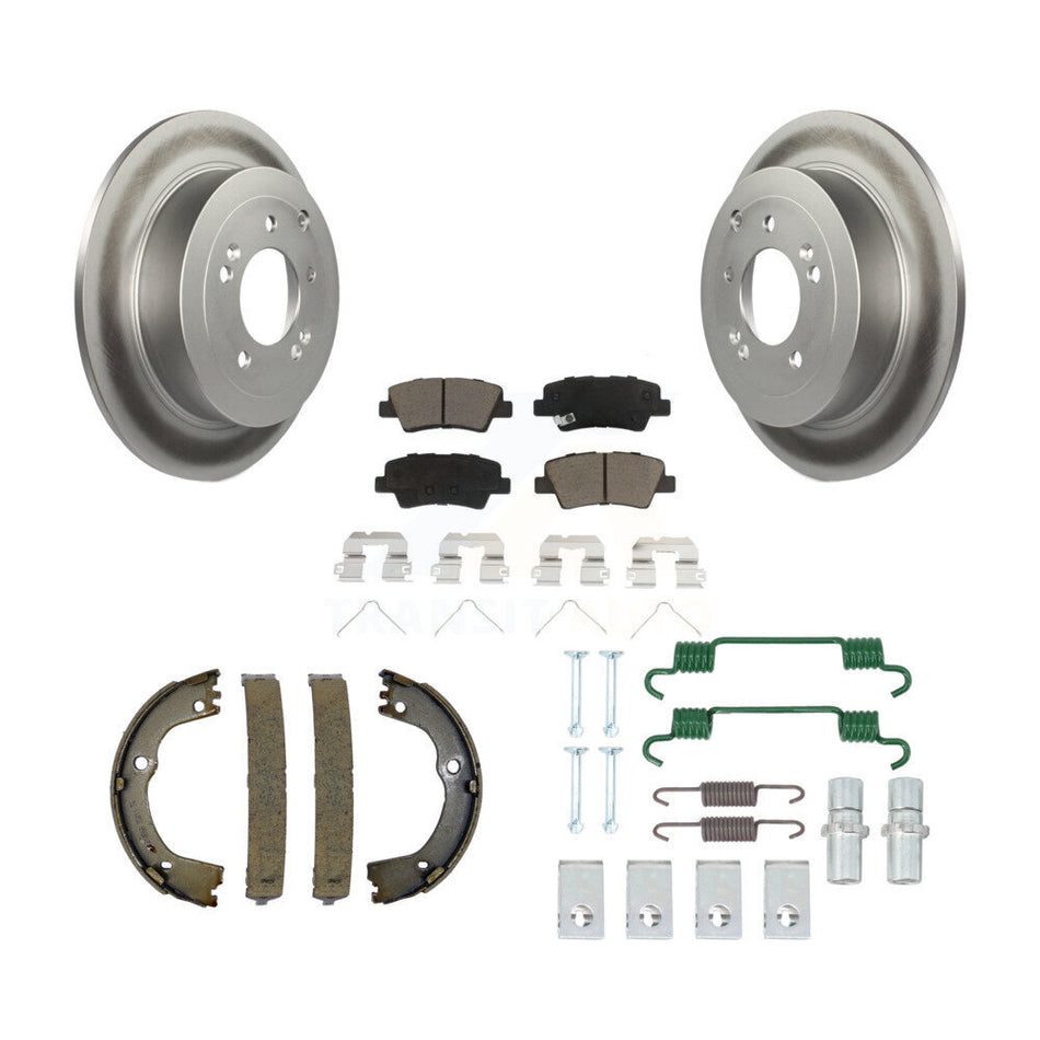 Rear Disc Coated Rotors Ceramic Pads Parking Shoes & Hardware Kit For Hyundai Tucson Kia KGC-103266