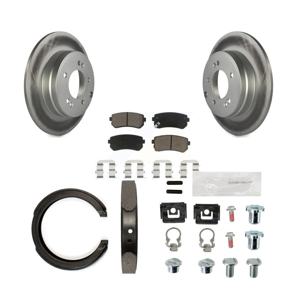 Rear Disc Coated Rotors Ceramic Pads Parking Shoes Hardware Kit For Hyundai Tucson Sonata KGC-103267