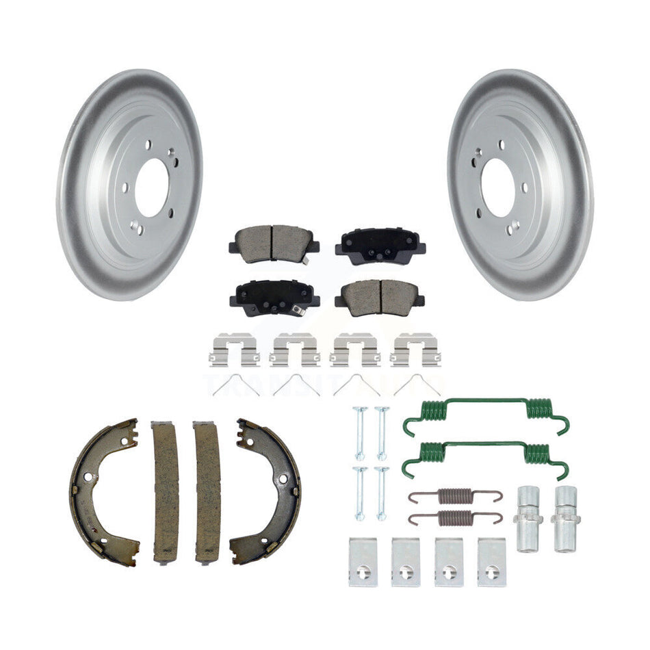 Rear Disc Coated Rotors Ceramic Pads Parking Brake Shoes & Hardware Kit For Kia Sportage KGC-103268
