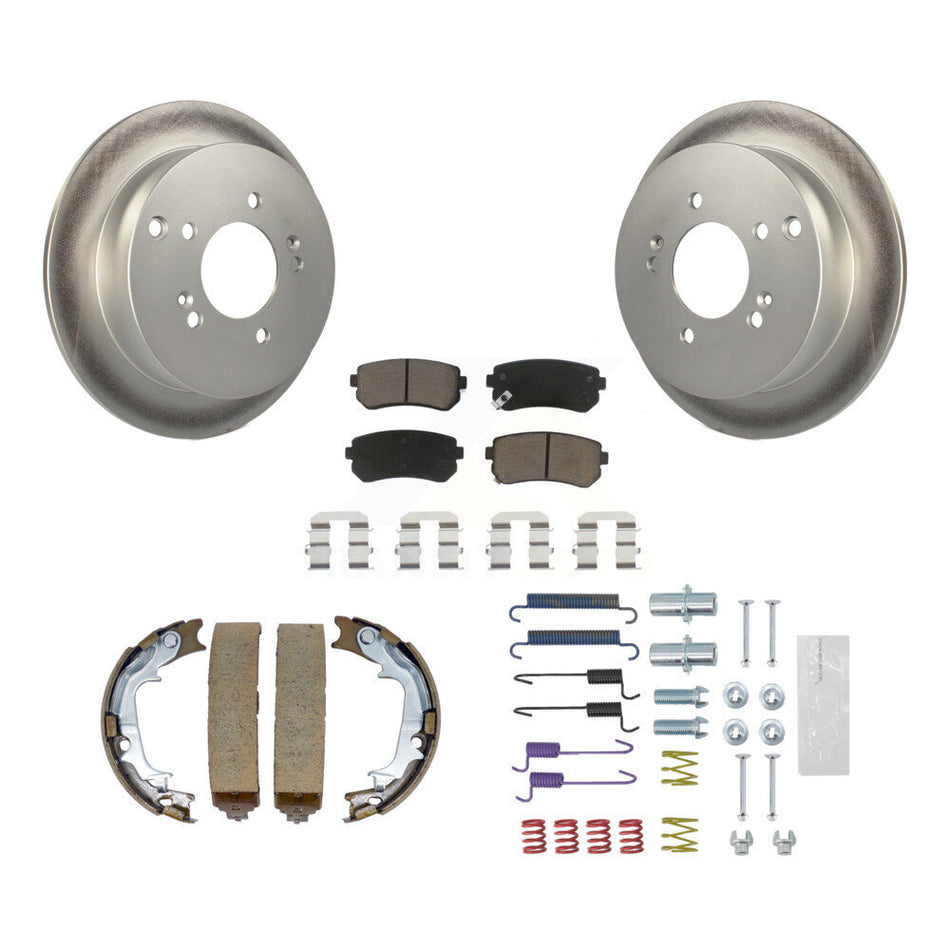Rear Disc Coated Rotors Ceramic Pads Parking Shoes & Hardware Kit For Hyundai Tucson Kia KGC-103269