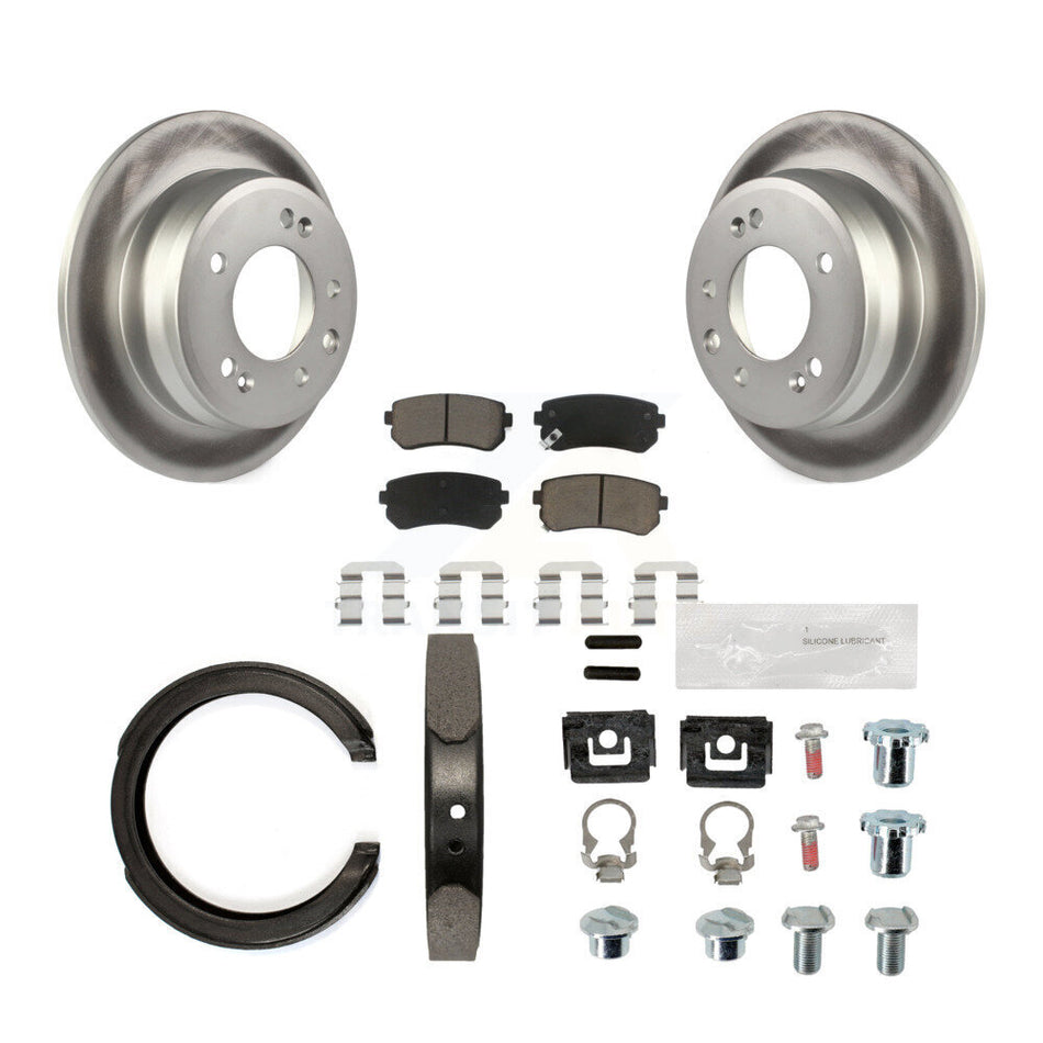 Rear Disc Coated Rotors Ceramic Pads Parking Shoes And Hardware Kit For Kia Sportage FWD KGC-103271
