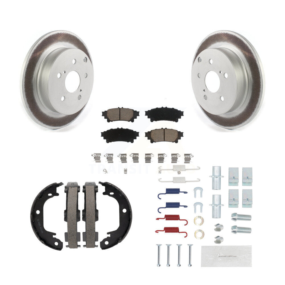 Rear Disc Coated Rotors Ceramic Pads Parking Shoes Hardware Kit For Toyota Prius V Mirai KGC-103272