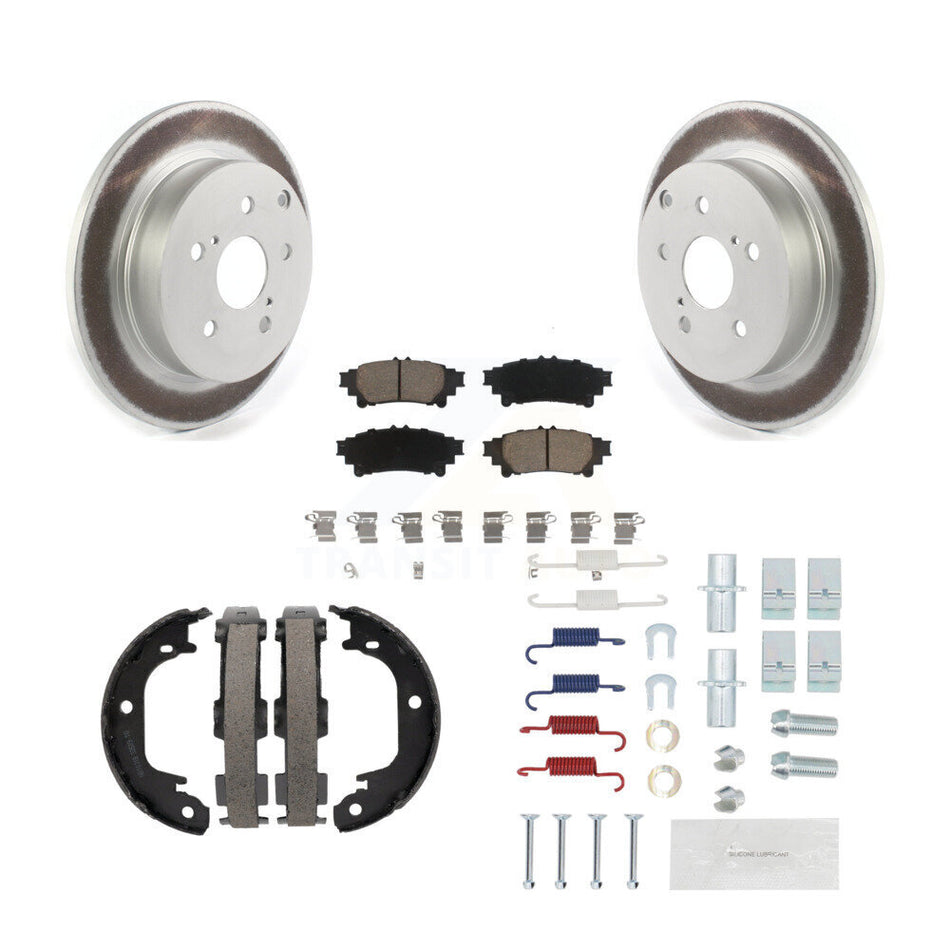Rear Disc Coated Rotors Ceramic Pads Parking Shoes Hardware Kit For Toyota Prius V Mirai KGC-103272