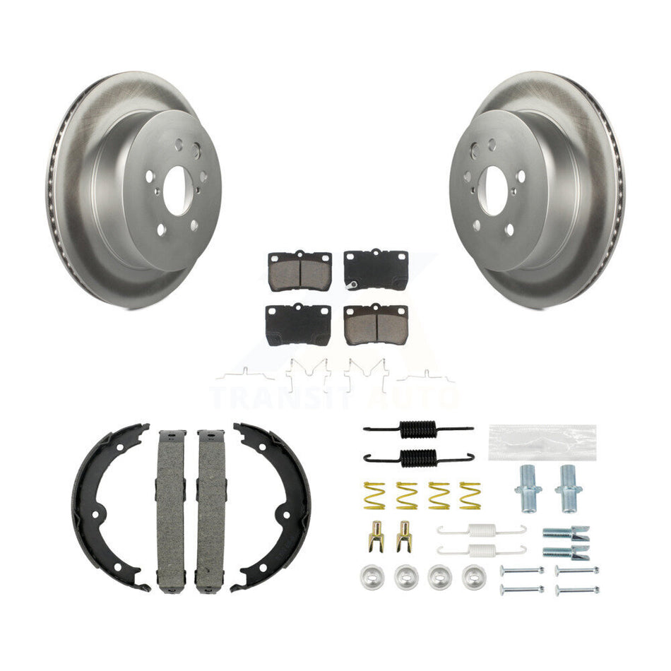 Rear Disc Coated Rotors Ceramic Pads Parking Shoes And Hardware Kit For Lexus IS250 IS350 KGC-103274