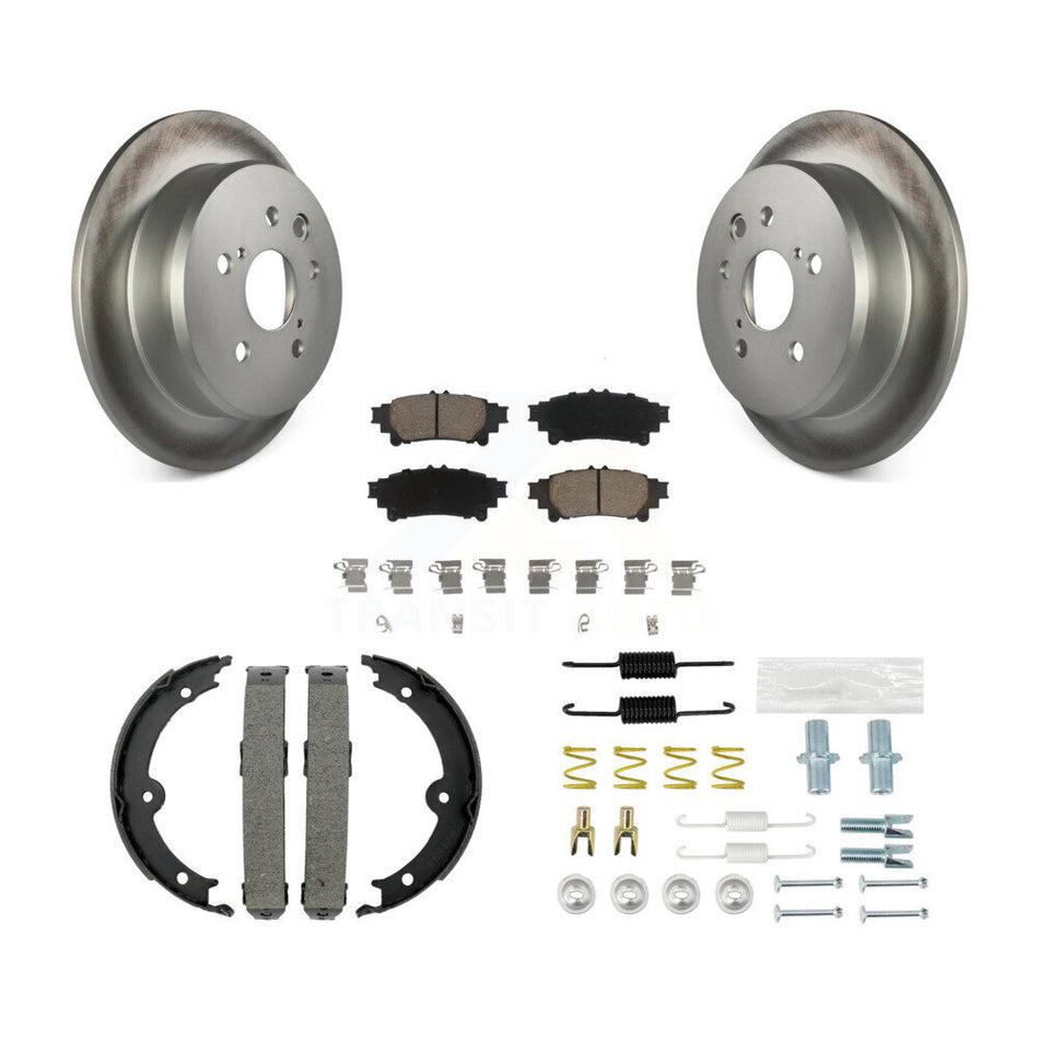 Rear Disc Coated Rotors Ceramic Pads Parking Brake Shoes And Hardware Kit For Lexus IS250 KGC-103275