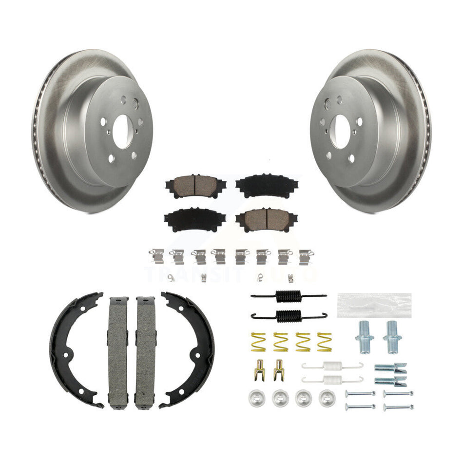 Rear Disc Coated Rotors Ceramic Pads Parking Brake Shoes And Hardware Kit For Lexus IS250 KGC-103276