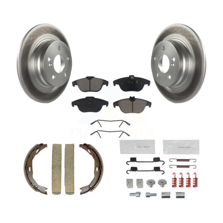 Rear Disc Coated Rotors Ceramic Pads Parking Shoes & Hardware Kit For Mercedes-Benz C300 KGC-103281