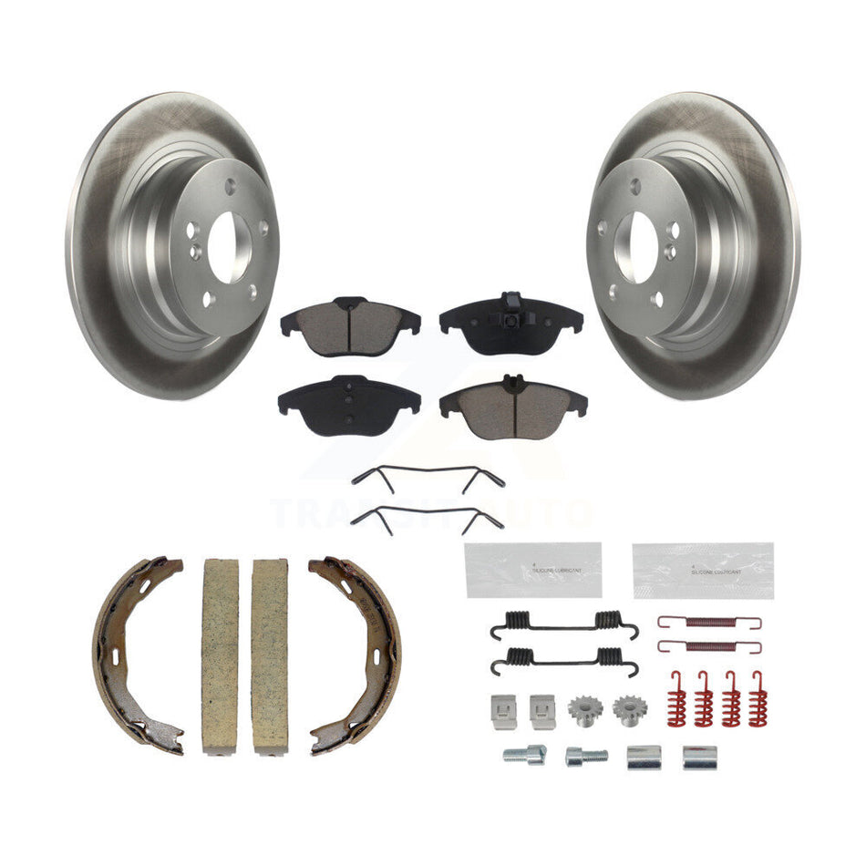 Rear Disc Coated Rotors Ceramic Pads Parking Shoes & Hardware Kit For Mercedes-Benz C300 KGC-103281