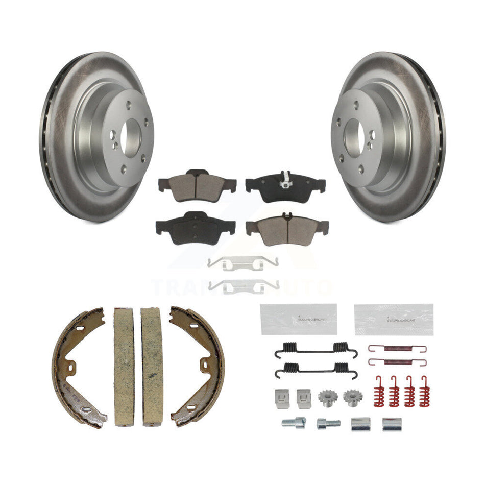 Rear Disc Coated Rotors Ceramic Pads Parking Shoes & Hardware Kit For Mercedes-Benz E350 KGC-103283