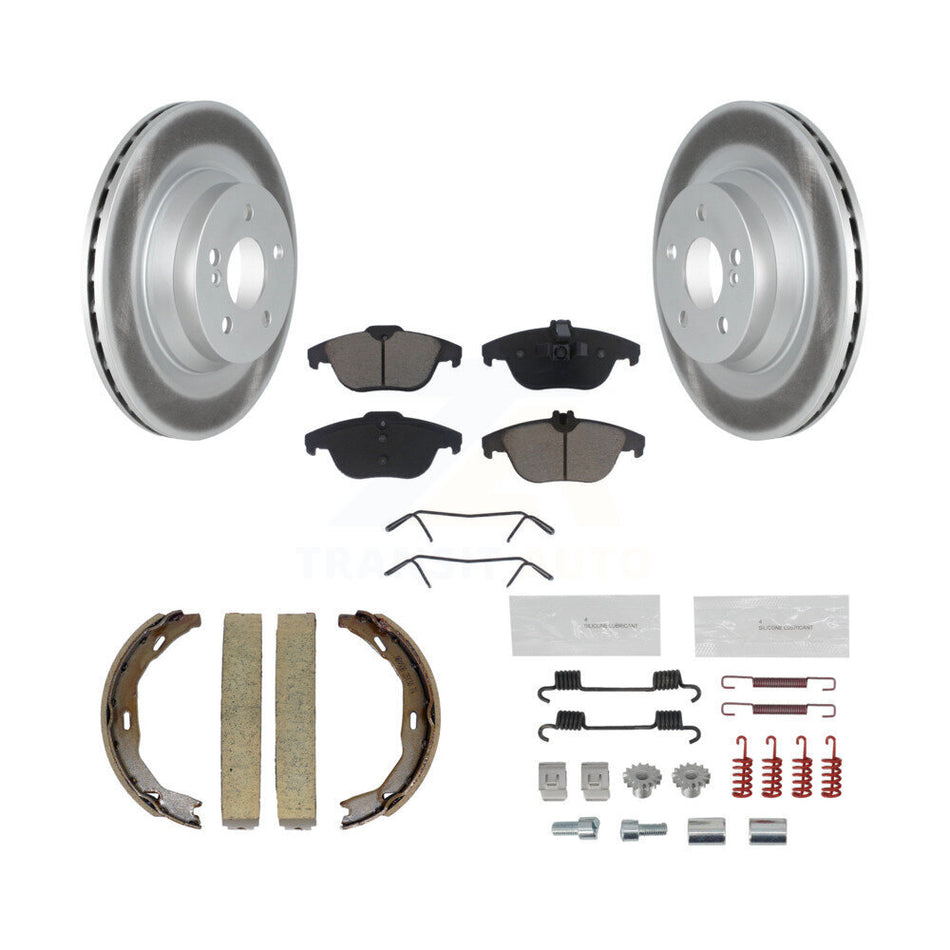 Rear Disc Coated Rotors Ceramic Pads Parking Shoes & Hardware Kit For Mercedes-Benz E550 KGC-103284