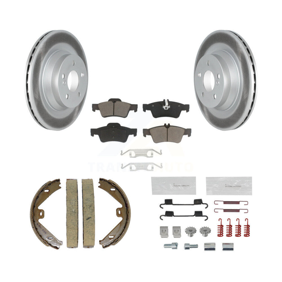 Rear Disc Coated Rotors Ceramic Pads Parking Shoes & Hardware Kit For Mercedes-Benz E550 KGC-103286