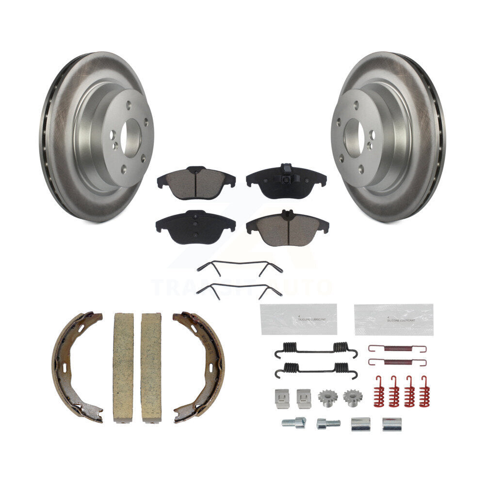 Rear Disc Coated Rotors Ceramic Pads Parking Shoes & Hardware Kit For Mercedes-Benz E350 KGC-103287
