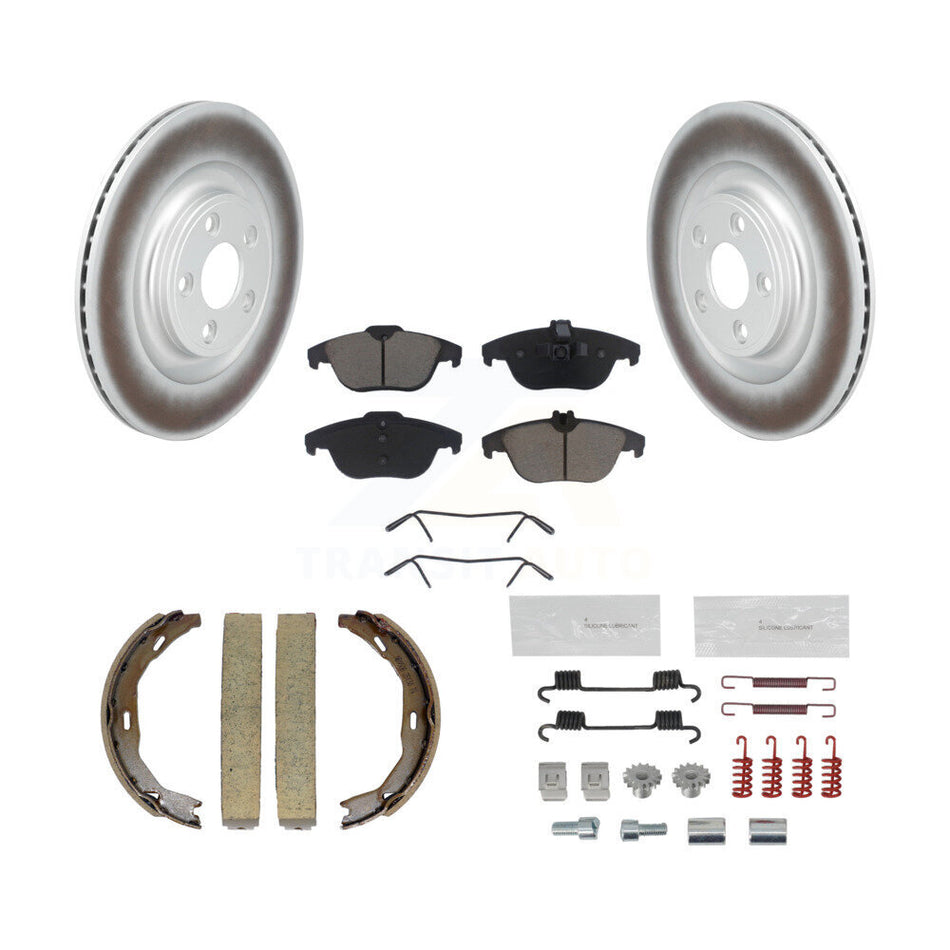 Rear Disc Coated Rotors Ceramic Pads Parking Shoes & Hardware Kit For Mercedes-Benz E400 KGC-103288