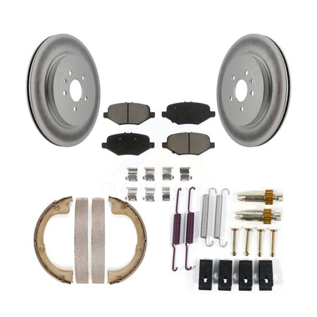 Rear Disc Coated Rotors Ceramic Pads Parking Brake Shoes And Hardware Kit For Lincoln MKT KGC-103291