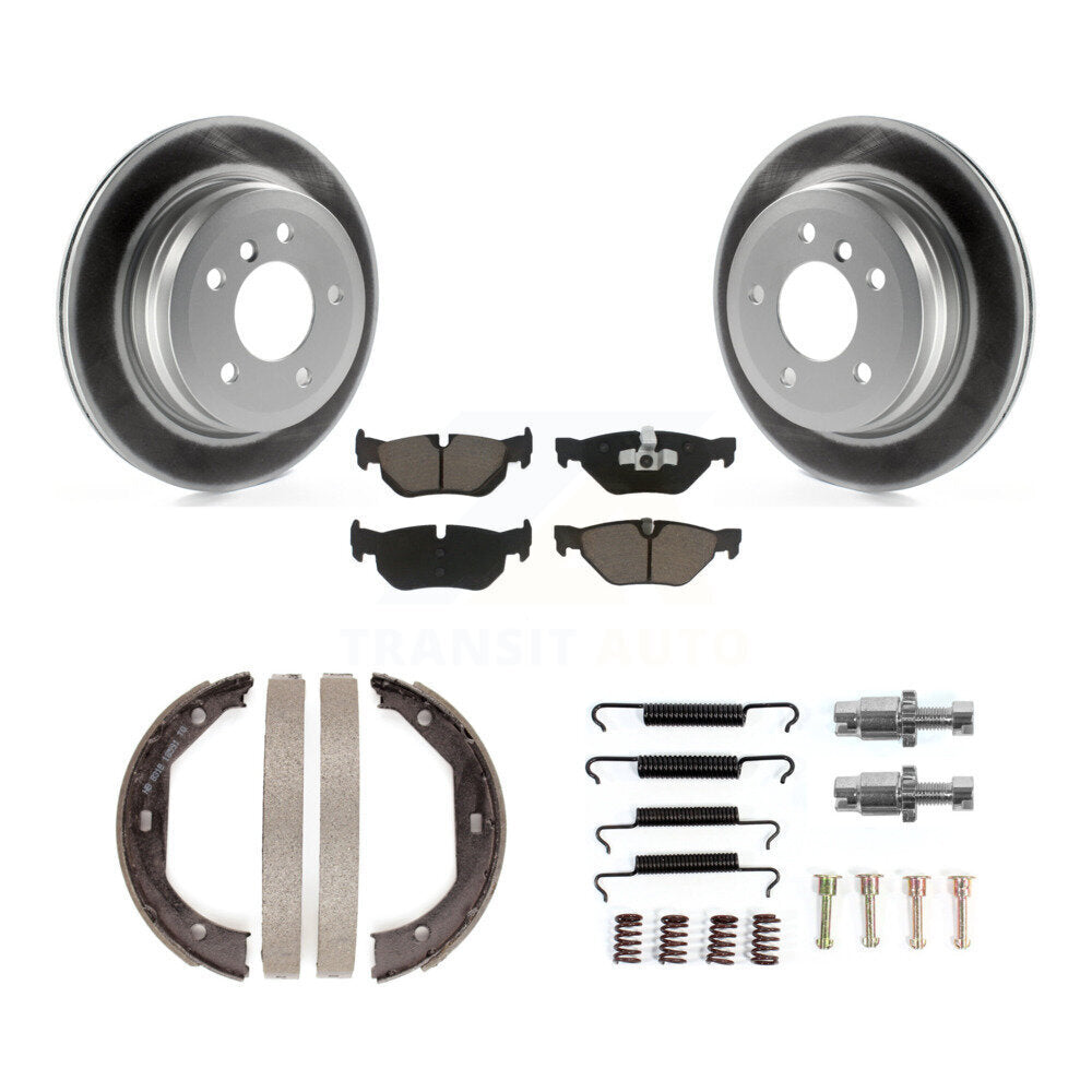 Rear Disc Coated Rotors Ceramic Pads Parking Shoes & Hardware Kit For BMW 328i xDrive X1 KGC-103294
