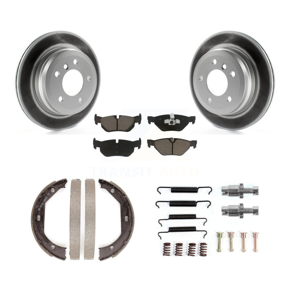 Rear Disc Coated Rotors Ceramic Pads Parking Shoes & Hardware Kit For BMW 328i xDrive X1 KGC-103294