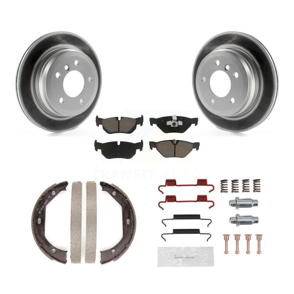Rear Disc Coated Rotors Ceramic Pads Parking Brake Shoes Hardware Kit For BMW 328i xDrive KGC-103296