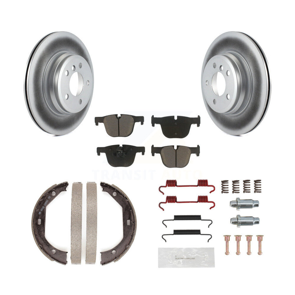 Rear Disc Coated Rotors Ceramic Pads Parking Shoes Hardware Kit For BMW 428i xDrive Gran KGC-103297