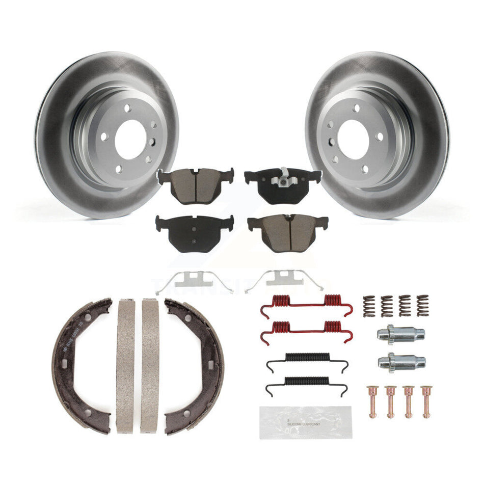Rear Disc Coated Rotors Ceramic Pads Parking Brake Shoes And Hardware Kit For BMW X1 KGC-103298