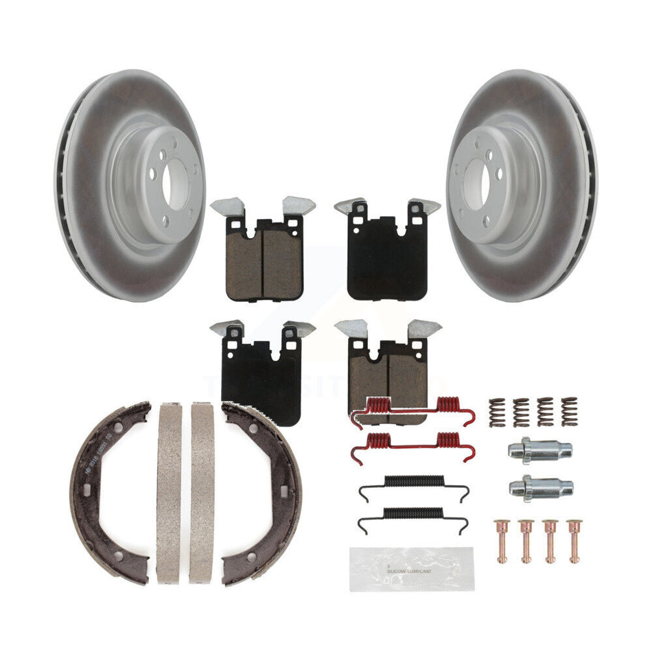 Rear Disc Coated Rotors Ceramic Pads Parking Shoes Hardware Kit For BMW 320i xDrive 328i KGC-103299