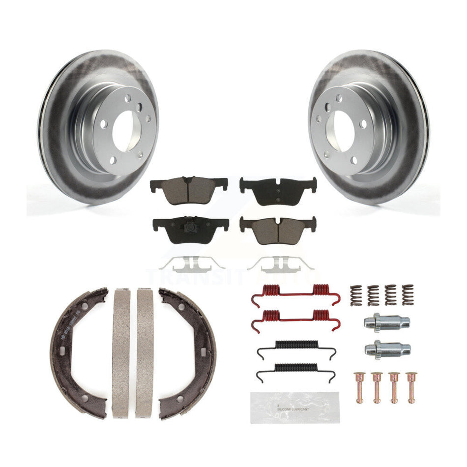 Rear Disc Coated Rotors Ceramic Pads Parking Brake Shoes And Hardware Kit For BMW 328i KGC-103301