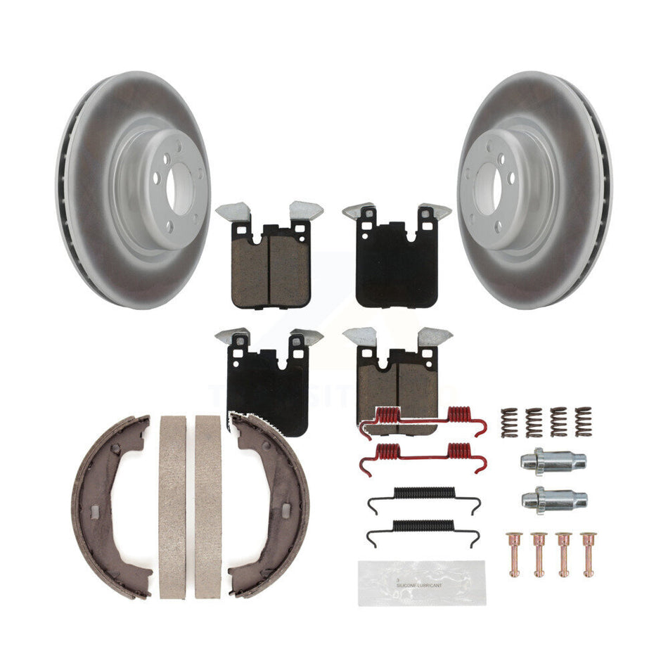 Rear Disc Coated Rotors Ceramic Pads Parking Shoes Hardware Kit For BMW 230i xDrive 228i KGC-103302