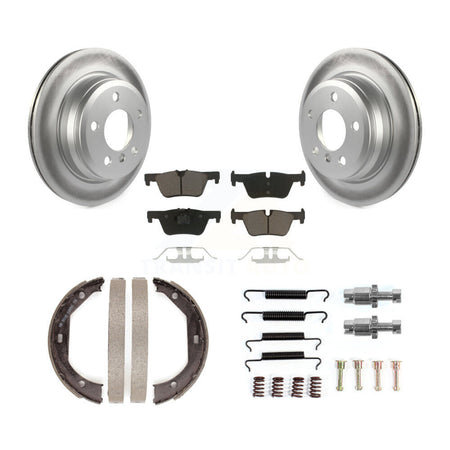 Rear Disc Coated Rotors Ceramic Pads Parking Shoes Hardware Kit For BMW 328i xDrive 330i KGC-103312
