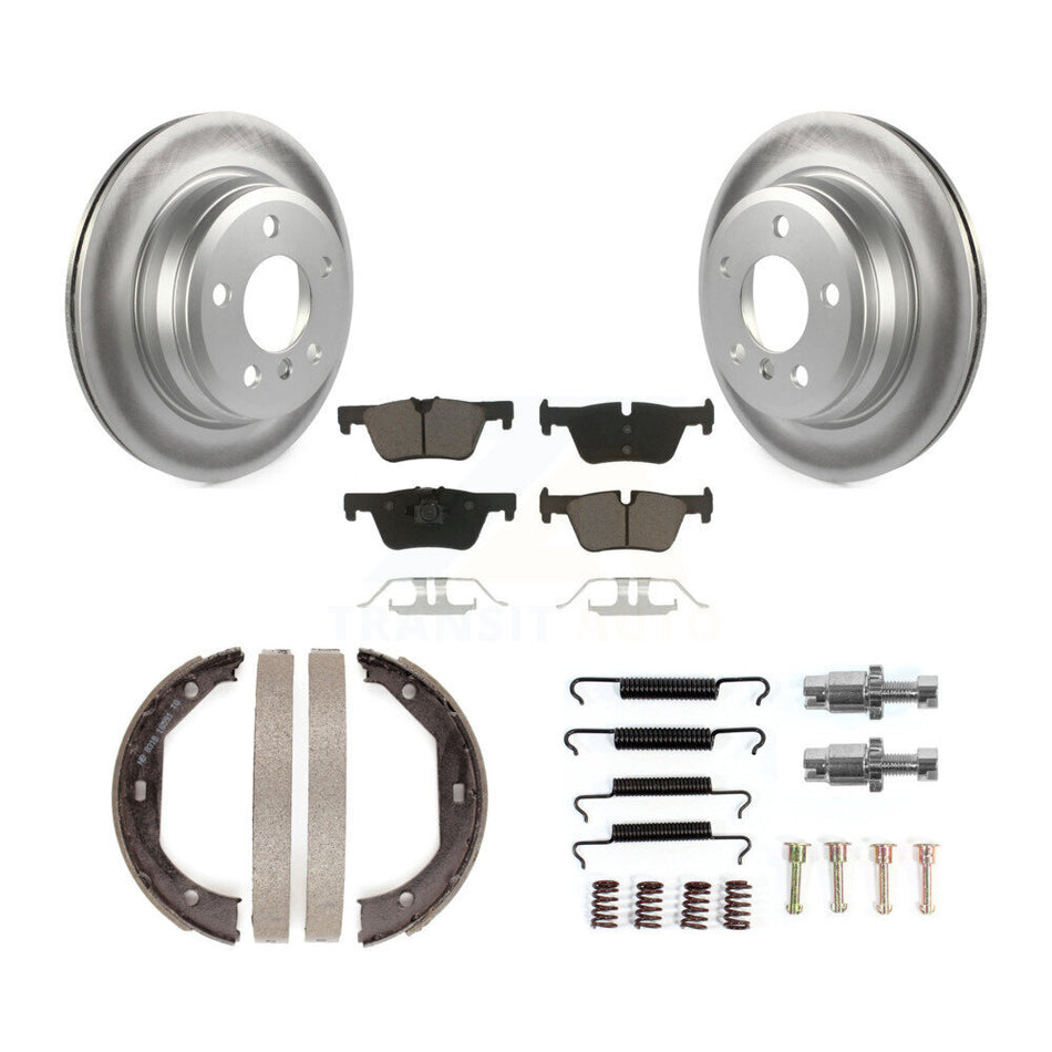 Rear Disc Coated Rotors Ceramic Pads Parking Shoes Hardware Kit For BMW 328i xDrive 330i KGC-103312