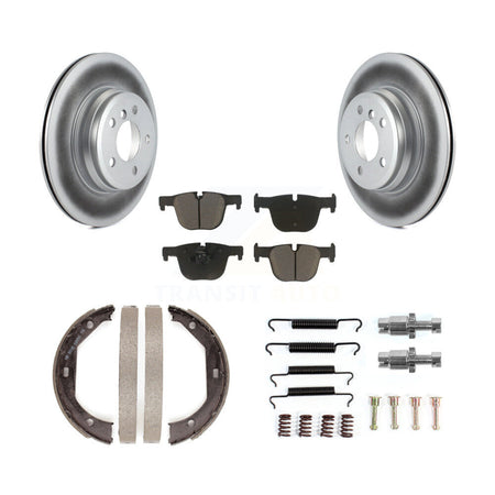Rear Disc Coated Rotors Ceramic Pads Parking Shoes Hardware Kit For BMW 330i xDrive 328i KGC-103313