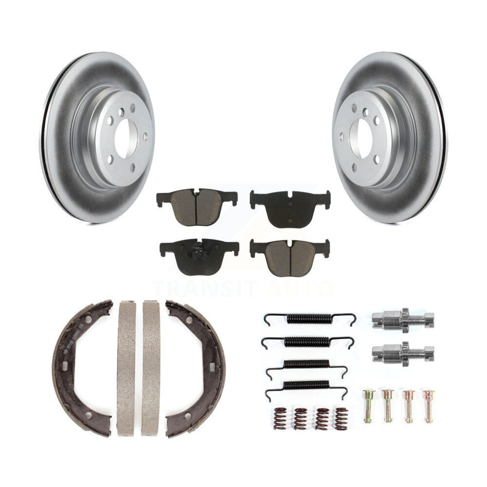 Rear Disc Coated Rotors Ceramic Pads Parking Shoes Hardware Kit For BMW 330i xDrive 328i KGC-103313