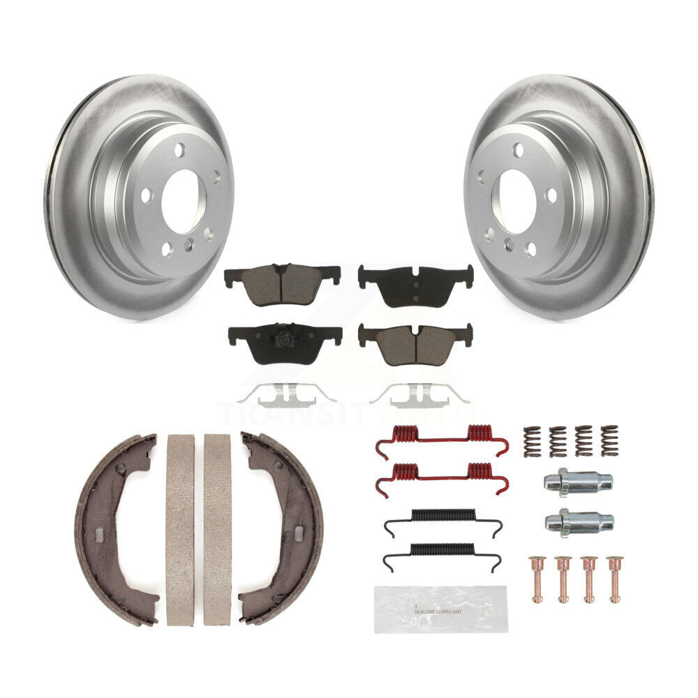 Rear Disc Coated Rotors Ceramic Pads Parking Shoes Hardware Kit For BMW 320i xDrive 428i KGC-103323