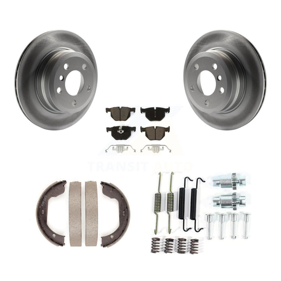 Rear Disc Coated Rotors Ceramic Pads Parking Brake Shoes And Hardware Kit For BMW X5 X6 KGC-103331