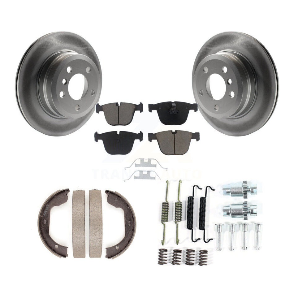 Rear Disc Coated Rotors Ceramic Pads Parking Shoes Hardware Kit For 2009 BMW X6 xDrive35i KGC-103336