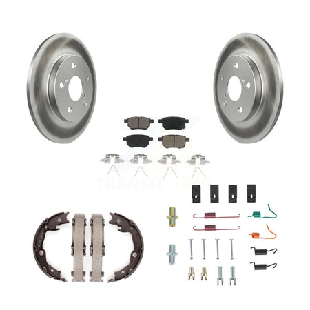Rear Disc Coated Rotors Ceramic Pads Parking Shoes Hardware Kit For Toyota Matrix Pontiac KGC-103355