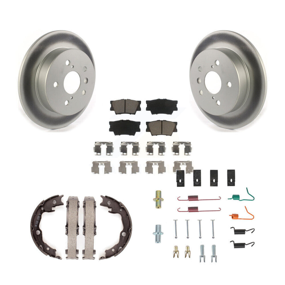 Rear Disc Coated Rotors Ceramic Pads Parking Brake Shoes & Hardware Kit For Toyota Camry KGC-103356