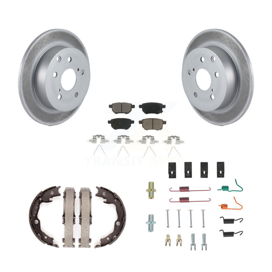Rear Disc Coated Rotors Ceramic Pads Parking Shoes Hardware Kit For 10 Toyota Matrix XRS KGC-103357