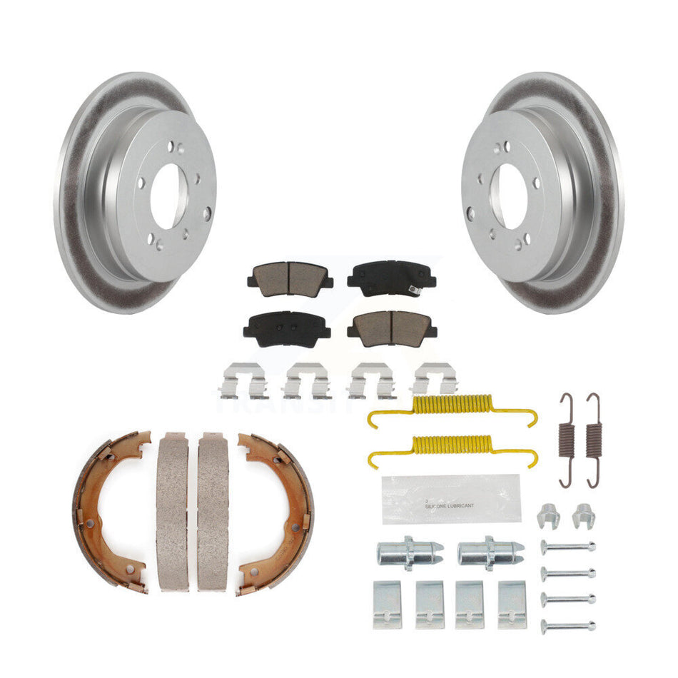 Rear Disc Coated Rotors Ceramic Pads Parking Shoes Hardware Kit For 2007-2009 Kia Amanti KGC-103359