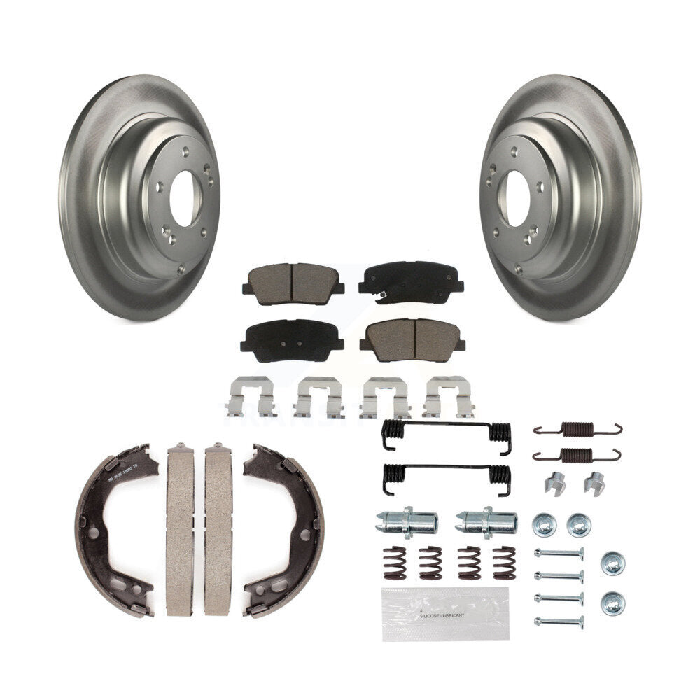 Rear Disc Coated Rotors Ceramic Pads Parking Shoes Hardware Kit For Hyundai Genesis Coupe KGC-103362