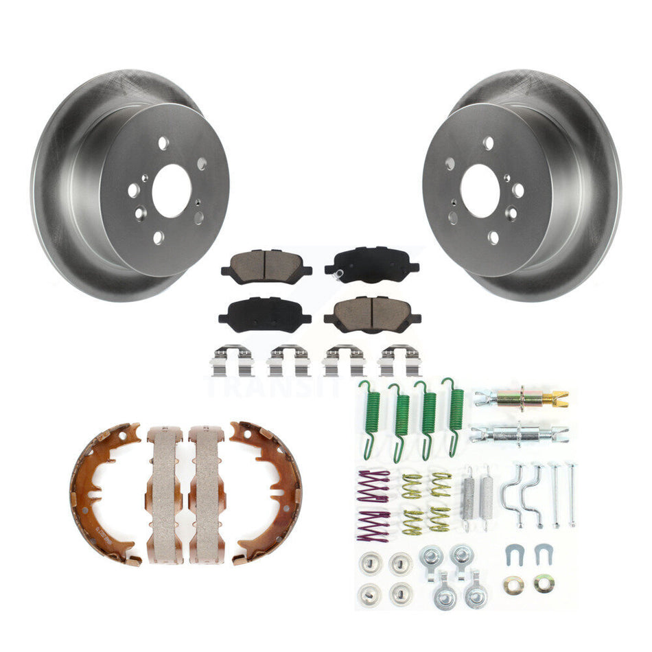 Rear Disc Coated Rotors Ceramic Pads Parking Shoes & Hardware Kit For 09-16 Toyota Venza KGC-103365