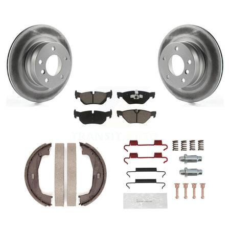 Rear Disc Coated Rotors Ceramic Pads Parking Shoes & Hardware Kit For 2008-2013 BMW 128i KGC-103368