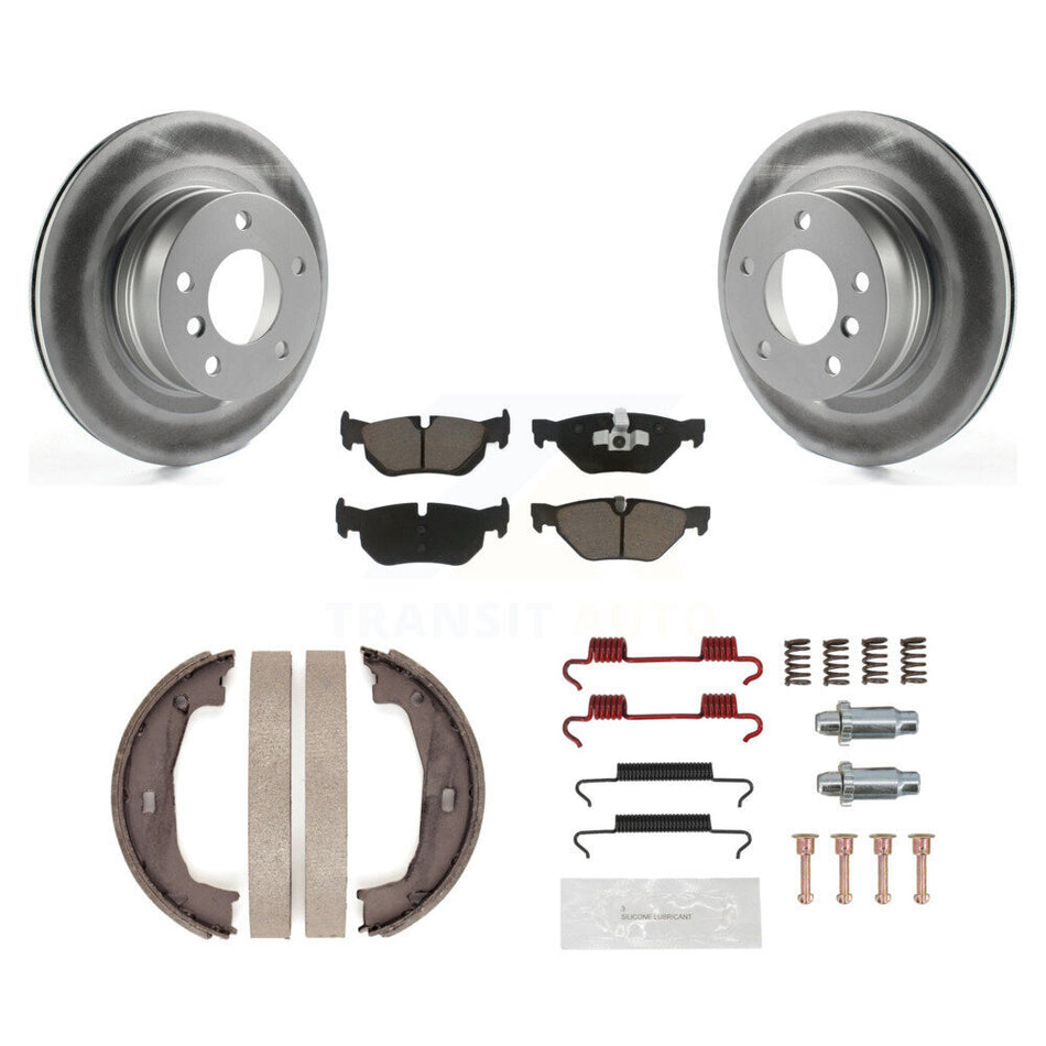 Rear Disc Coated Rotors Ceramic Pads Parking Shoes & Hardware Kit For 2008-2013 BMW 128i KGC-103368
